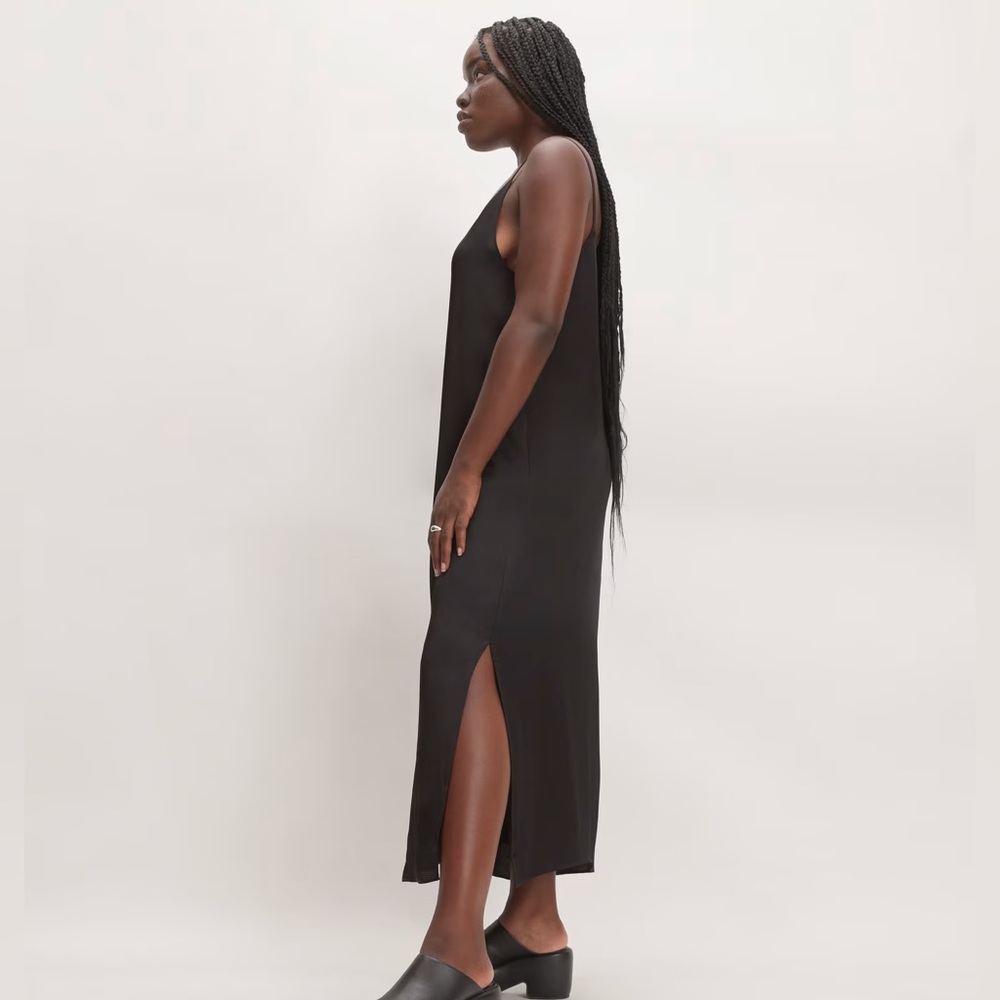🖤EVERLANE THE HAMMERED SATIN SLIP DRESS BLACK 6 - Picture 4 of 10